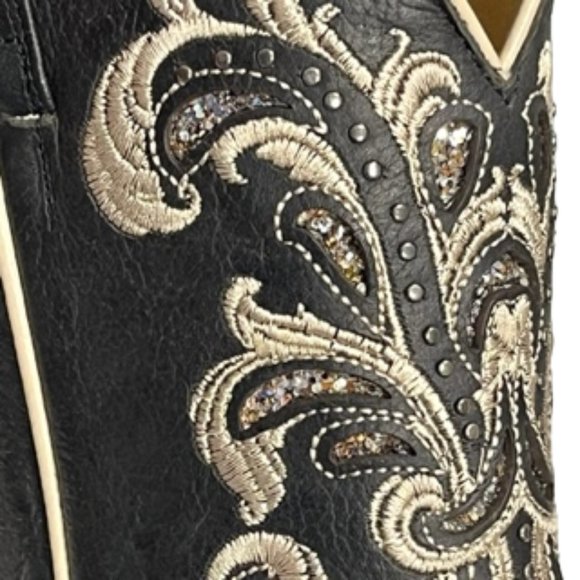 SHYANNE Women's Black Sloan Western Boots - Square Toe Size 8 - Picture 8 of 16